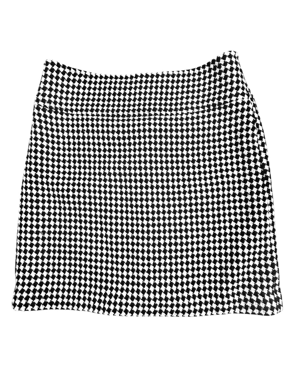 Talbots Houndstooth Skirt Black White Wool Blend 10P